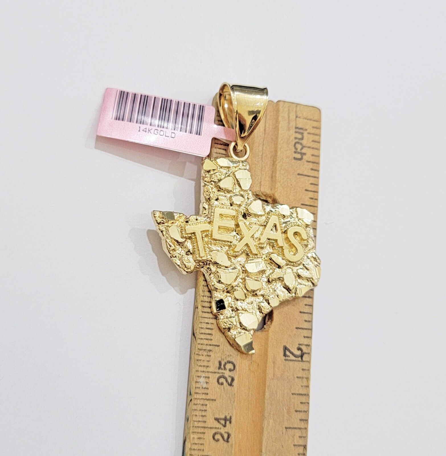 14k Gold Rope Chain & Nugget Texas map Charm pendant & 26 Inch Necklace Set Mens - GoldenlinQ